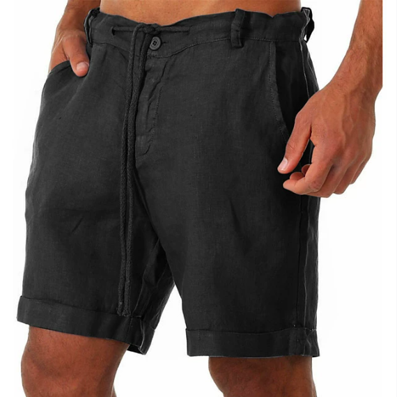 New Men's Cotton Linen Shorts Summer Solid Breathable Linen Sweatpants Male Drawstring Gym Fitness Shorts Casual Streetwear