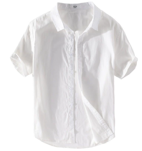 Cotton Linen Hot Sale Men Short Sleeve Shirts Summer Streetwear Solid Colour Stand Up Collar Casual Beach Style Plus