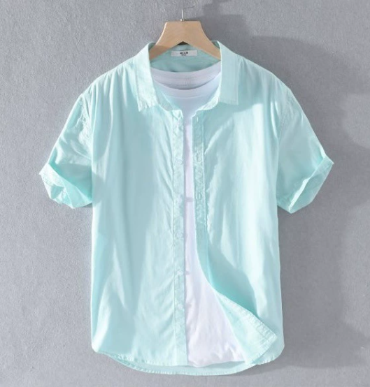 Cotton Linen Hot Sale Men Short Sleeve Shirts Summer Streetwear Solid Colour Stand Up Collar Casual Beach Style Plus