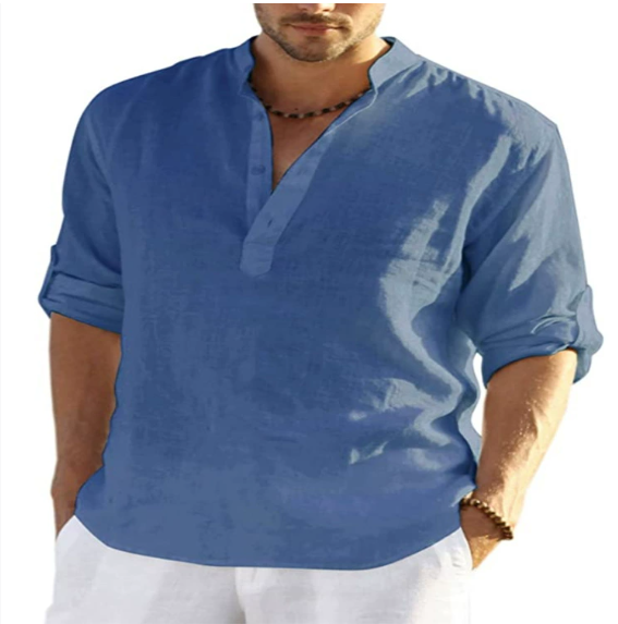 New Men's Casual Blouse Cotton Linen Shirt Loose Tops Long Sleeve T Shirt Spring Autumn Casual Handsome Men's Shirts