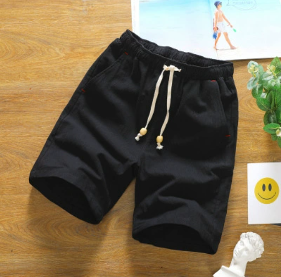 Summer tide laid-back cotton linen leisure straight loose cotton linen shorts