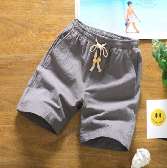Summer tide laid-back cotton linen leisure straight loose cotton linen shorts