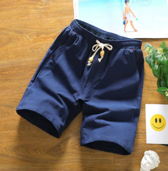 Summer tide laid-back cotton linen leisure straight loose cotton linen shorts