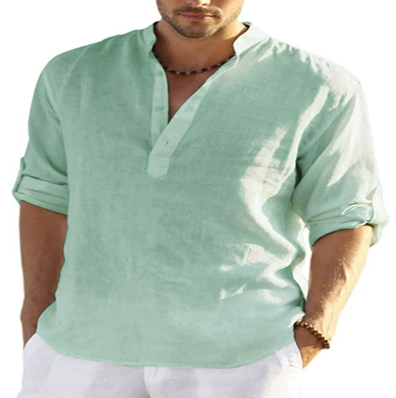 New Men's Casual Blouse Cotton Linen Shirt Loose Tops Long Sleeve T Shirt Spring Autumn Casual Handsome Men's Shirts