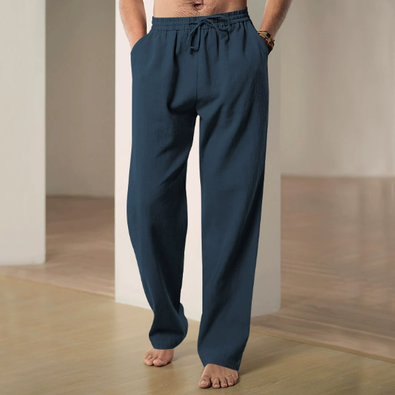2025 Spring and Summer Men's Wide Leg Pants Thin Breathable Cotton and Linen Loose Casual Sports Pants Sweatpants