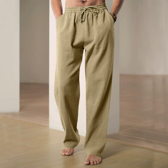 2025 Spring and Summer Men's Wide Leg Pants Thin Breathable Cotton and Linen Loose Casual Sports Pants Sweatpants