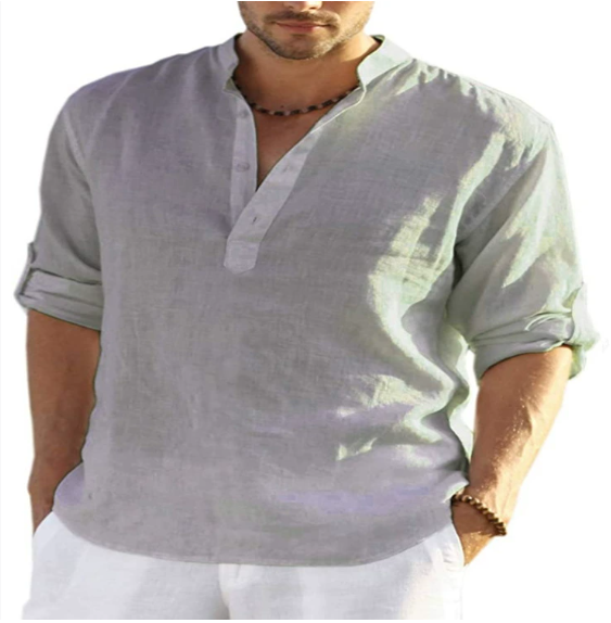 New Men's Casual Blouse Cotton Linen Shirt Loose Tops Long Sleeve T Shirt Spring Autumn Casual Handsome Men's Shirts
