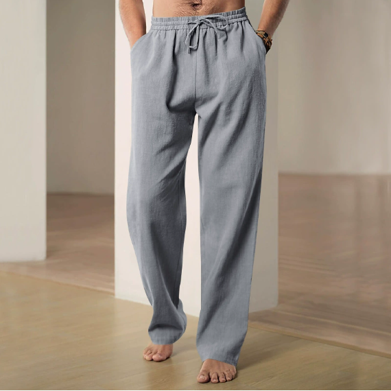 2025 Spring and Summer Men's Wide Leg Pants Thin Breathable Cotton and Linen Loose Casual Sports Pants Sweatpants