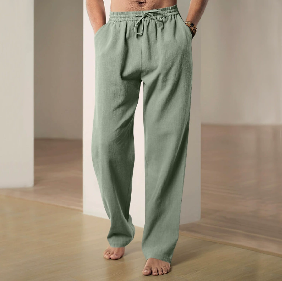 2025 Spring and Summer Men's Wide Leg Pants Thin Breathable Cotton and Linen Loose Casual Sports Pants Sweatpants