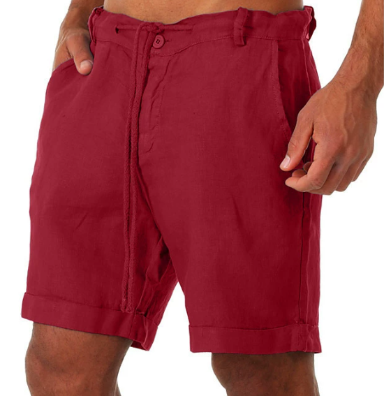 New Men's Cotton Linen Shorts Summer Solid Breathable Linen Sweatpants Male Drawstring Gym Fitness Shorts Casual Streetwear