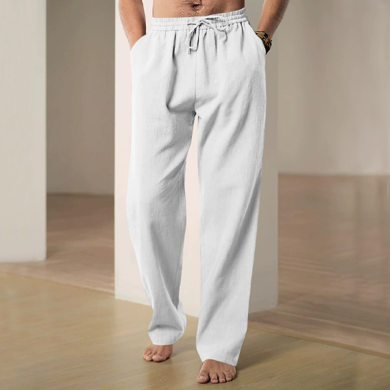 2025 Spring and Summer Men's Wide Leg Pants Thin Breathable Cotton and Linen Loose Casual Sports Pants Sweatpants