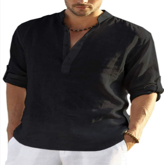 New Men's Casual Blouse Cotton Linen Shirt Loose Tops Long Sleeve T Shirt Spring Autumn Casual Handsome Men's Shirts