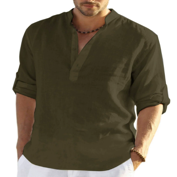 New Men's Casual Blouse Cotton Linen Shirt Loose Tops Long Sleeve T Shirt Spring Autumn Casual Handsome Men's Shirts