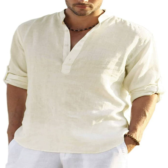 New Men's Casual Blouse Cotton Linen Shirt Loose Tops Long Sleeve T Shirt Spring Autumn Casual Handsome Men's Shirts