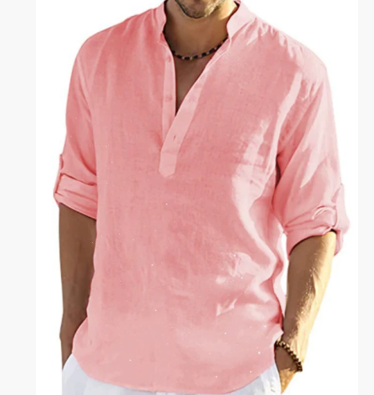 New Men's Casual Blouse Cotton Linen Shirt Loose Tops Long Sleeve T Shirt Spring Autumn Casual Handsome Men's Shirts